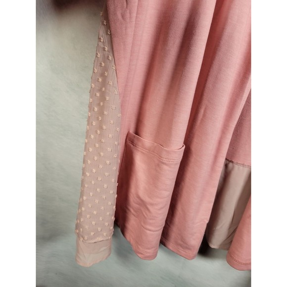 LOGO Lori Goldstein Open Front Cardigan Sweater Womens Plus Size 2X Pink - Picture 10 of 16